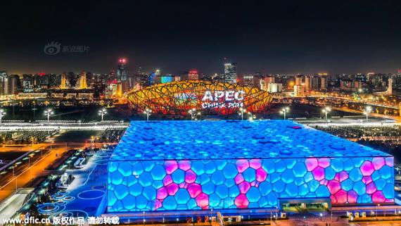 水立方夜景