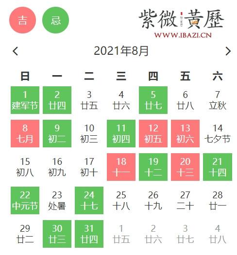 8月开工/开业吉日