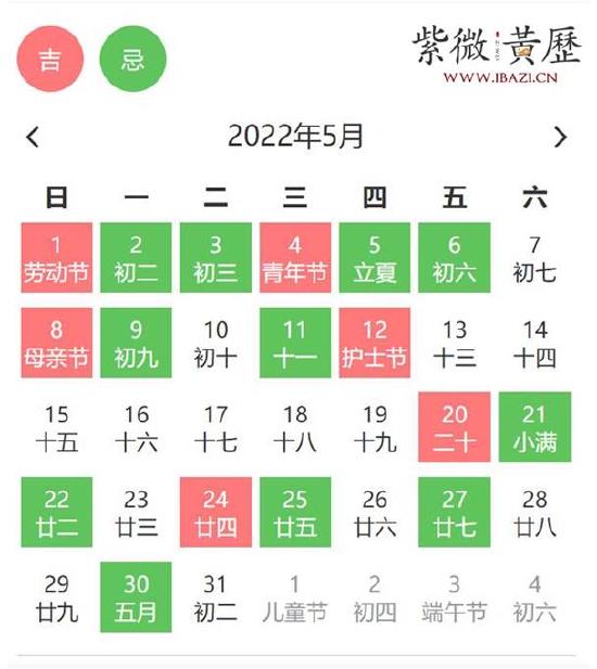 5月开工/开业吉日