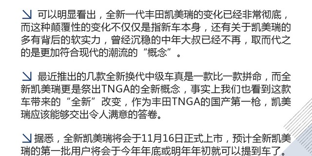 「图解」全新一代凯美瑞 “TNGA丰巢”首款车型