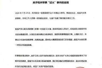 杭州一用户称新车自燃厂家员工到场撬车标 极狐官方回应