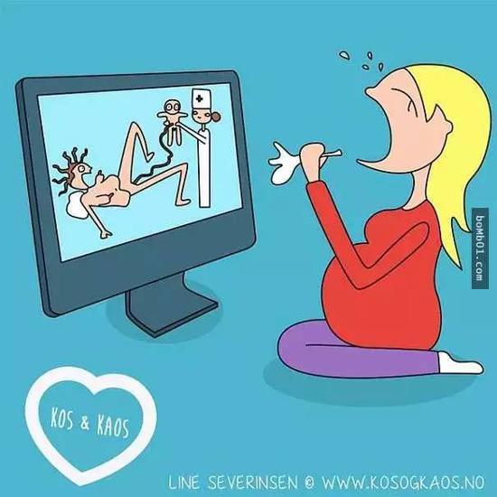 24张插画还原女人怀孕时的心路历程,【你是笑着看还是哭着看?】 20、护士把胎盘给爸爸看时经常很恐怖