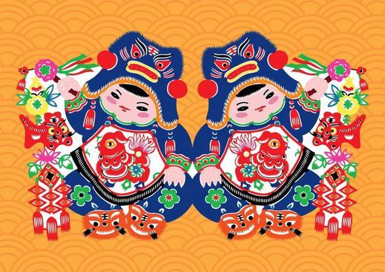 中国传统意义上的“年画娃娃”©摄图网