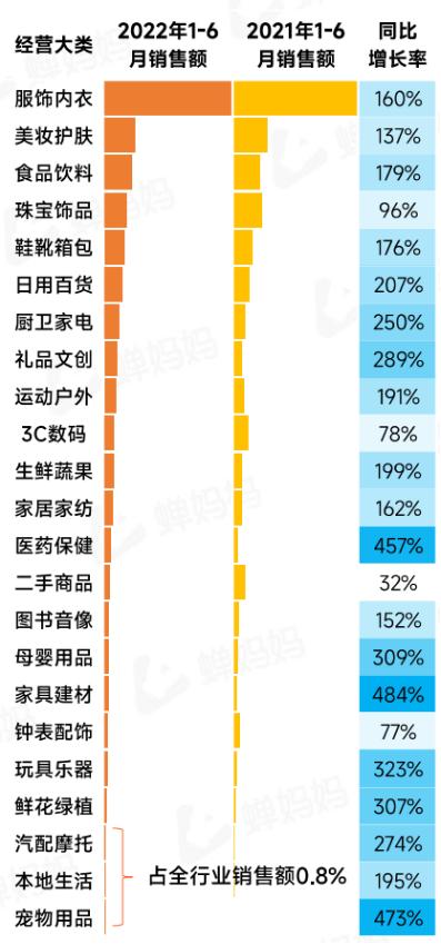 医药保健行业增速崛起 图片来源:《抖音电商2022上半年行业报告》