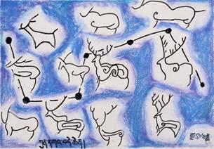 (《玉树岩画》,作者:更尕多青,四年级)