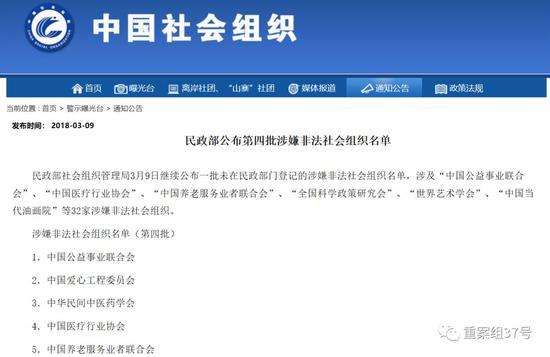 ▲民政部公布涉嫌非法社会组织名单,中国国际青少年艺术节的主办方“中国公益事业联合会”、“中国爱心工程委员会”位列其中。 受访者供图