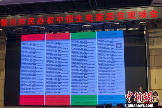 2019年宁夏银川市民办初中招生电脑随机派位现场。 李佩珊 摄