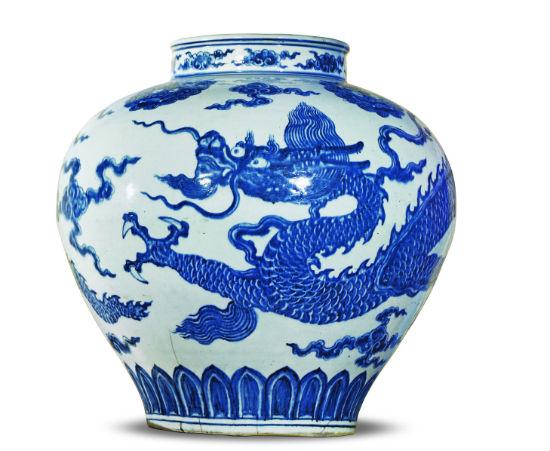 明 宣德御窑青花云龙纹大罐 美国大都会博物馆藏