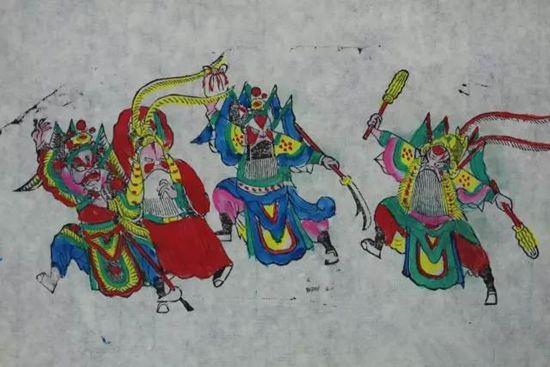 滑县木版年画《戏曲扇面》,耿建社