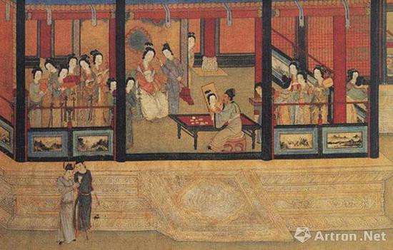 明 仇英《梅妃写真图》(局部) 543×30厘米