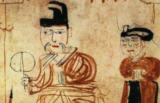 吐鲁番市阿斯塔那13号墓出土的东晋时期《墓主人生活图》纸画局部
