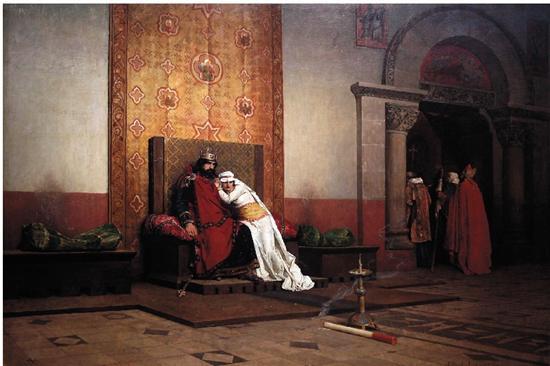 让·保罗·劳伦斯 虔诚的罗伯特二世被逐出教会 130×218cm 1875年 奥赛美术馆