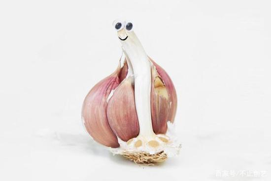 剥开大蒜,偶遇一只蜗牛,真巧。