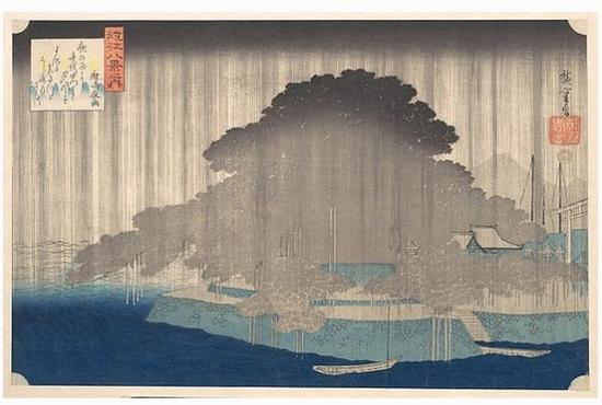 《唐崎夜雨》,歌川广重