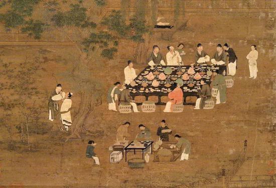 宋徽宗 赵佶《文会图》 文人雅士品茗