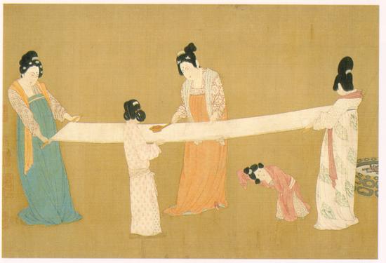 北宋 宋徽宗 摹张萱《捣练图》(局部)波士顿美术馆藏