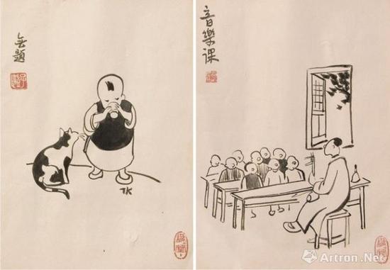 丰子恺 《村学校的音乐课》(右)