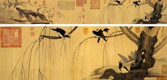 北宋 宋徽宗 《柳鸭芦雁图》 上海博物馆藏