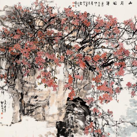 黎柱成《山花烂漫》246cm×246cm纸本设色2018年
