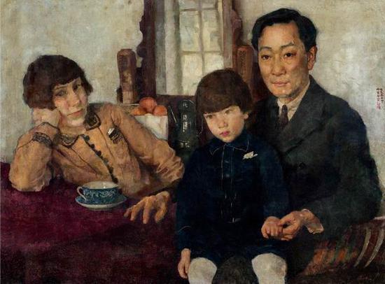 徐悲鸿,《杨仲子全家福》,布面油彩,59.5×79.5厘米,1928年,龙美术馆