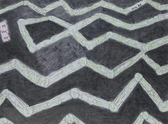 孔千 队伍 2015 纸本素描 59.5×44.5cm