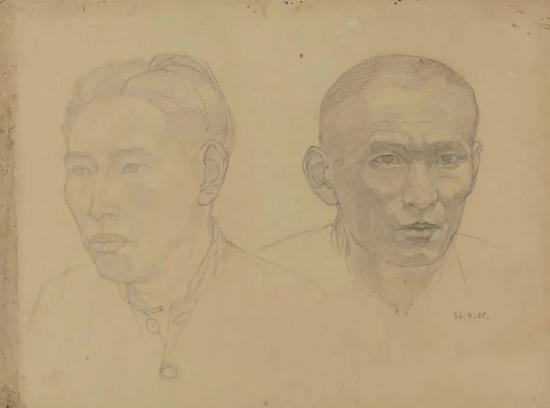 刘开渠 两个头像 1936年