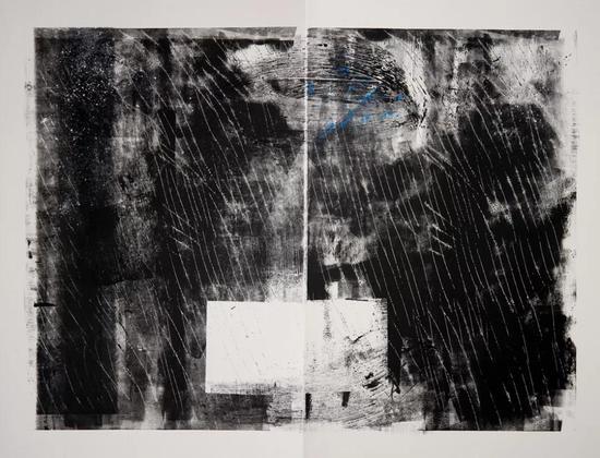 鲍蓓 Bao Pei 纽约的雨, 是流亡者的雨之二 Rain and Tear in New York City No.2 纸上综合材料 Mixed Media on Paper 132m x102cm 2014