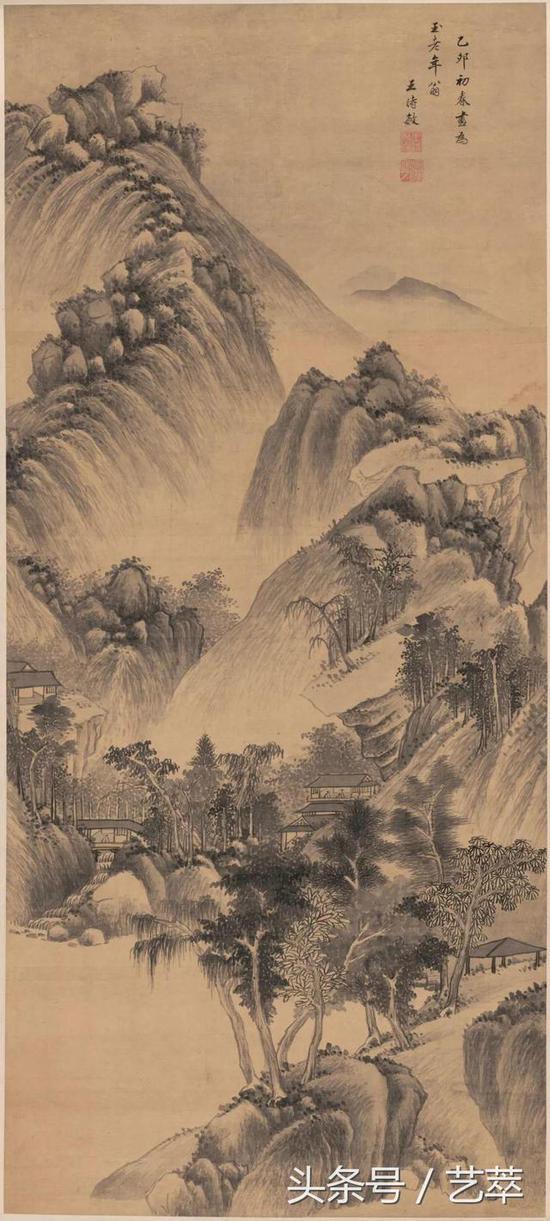 “四王”的画风是这样的,王时敏《山楼客话图》