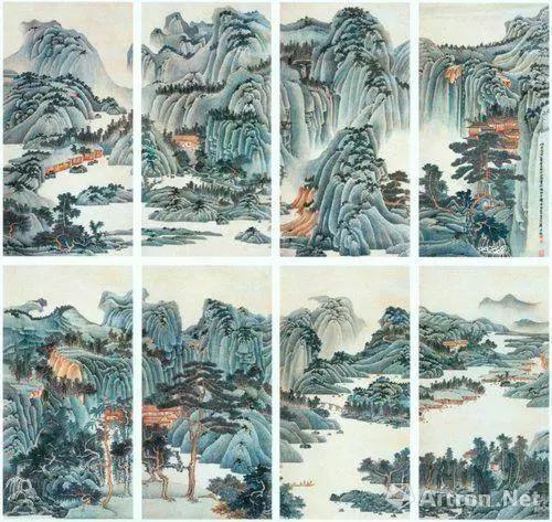 谢稚柳 1951年作 《江山多娇》 镜心165×656厘米×8