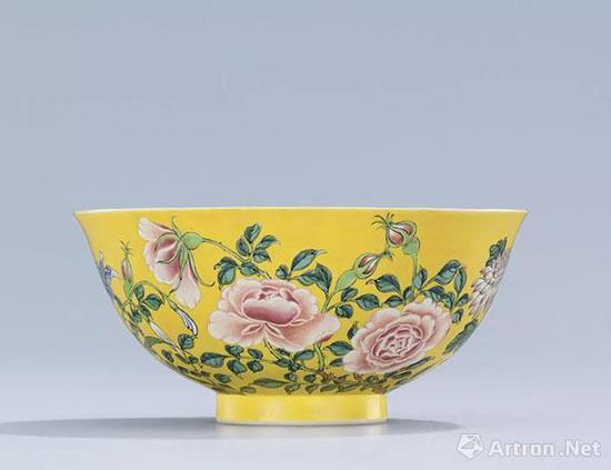 清康熙 御制黄地珐琅彩花卉纹盌 ,佳士得香港2014年5月28日拍品2913号