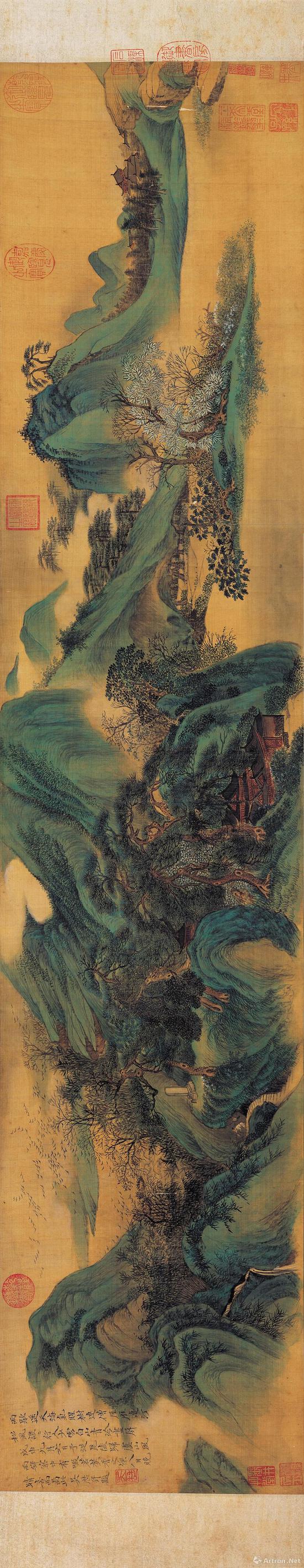 清 吴历《云白山青图》绢本设色 25.9×117.2公分(1668年,37岁) 台北故宫收藏