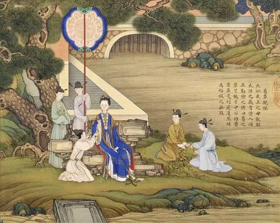 长春宫《太姒诲子图》御笔扁:敬休内则