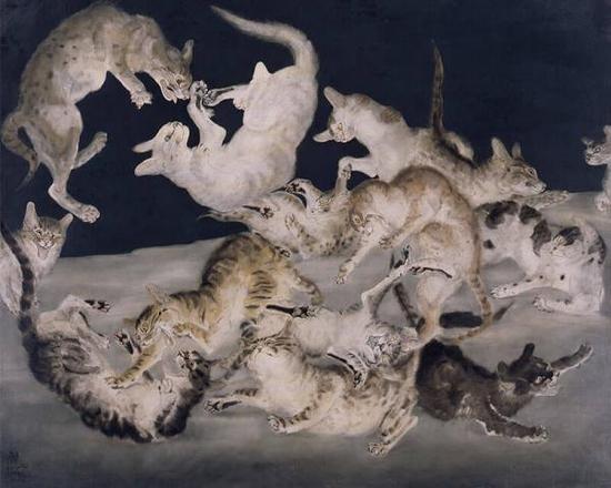 藤田嗣治,《争斗(猫)》,1940年,油彩、画布,东京国立近代美术馆藏