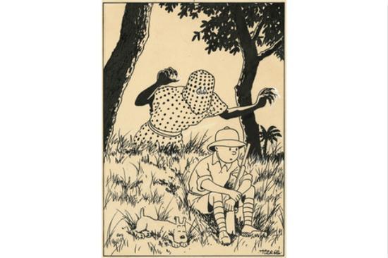 《丁丁历险记•丁丁在刚果》原稿,1937年,估价:319320美元-532200美元。