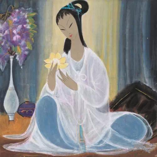 ▲林风眠 《拈花仕女图》
