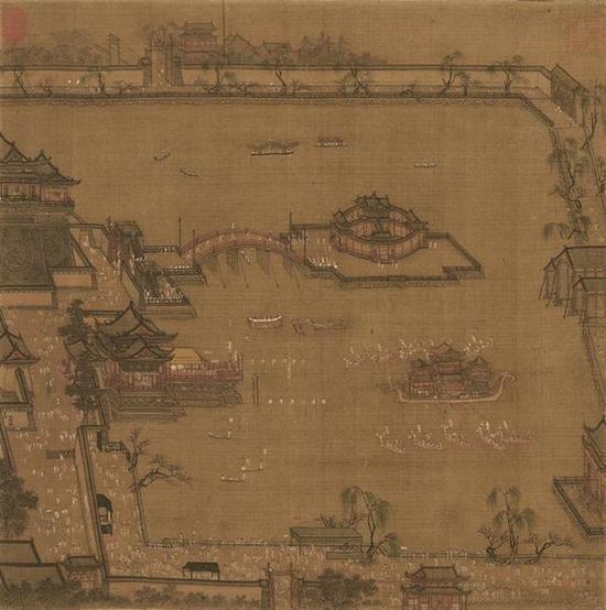 《金明池争标图 》 张择端(署名) 现藏于天津博物馆