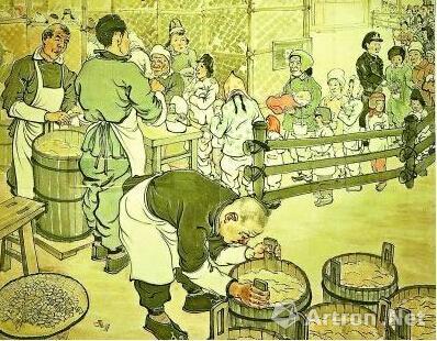 旧时施粥图
