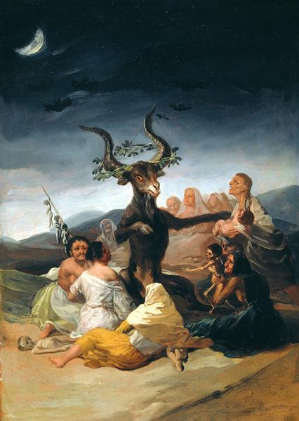 《女巫安息日》1797-1798,布面油画,44cm*31cm,马德里,拉查罗。加迪亚诺美术馆