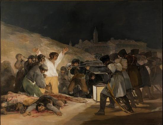 《5月3日的枪杀》,1814年,布面油画,266cm*345cm,马德里,普拉多博物馆
