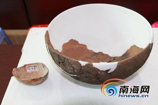 三亚英墩新石器遗址发掘出土复原的陶器
