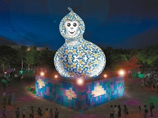 “福禄猴”届时在展场是座接近5层楼高的花灯,且还涉及打地基、计算光影距离等工程。