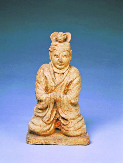 五代陶画彩十二生肖猴俑