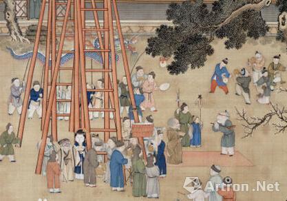 乾隆帝元宵行乐图轴局部