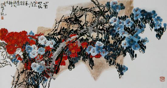 《山花怒放》(100X184CM) 收藏者:宋美龄