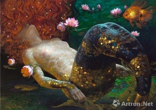 艺术家Victor Nizovtsev以美人鱼为主题创作的油画