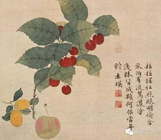 清 陈书 1724年作 花果 册页