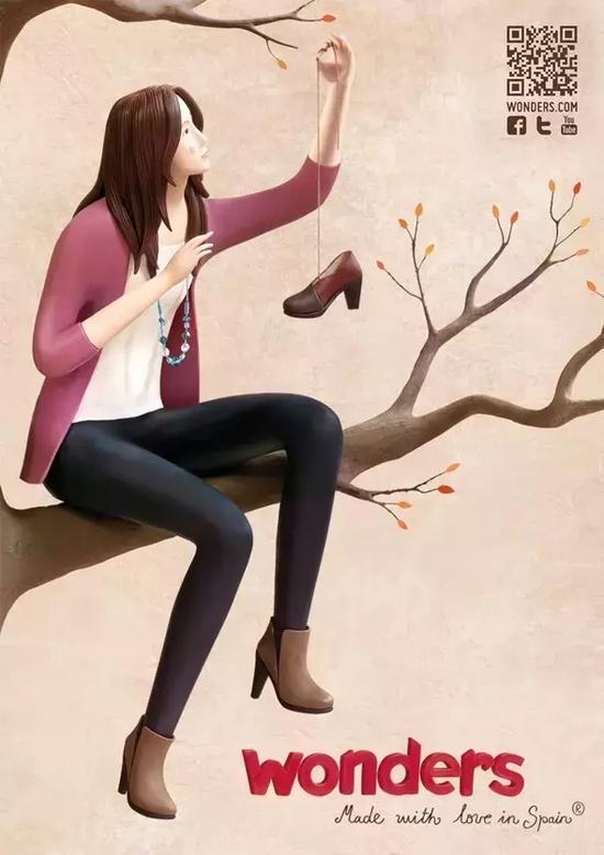 著名女鞋品牌Wonders邀请她设计海报: