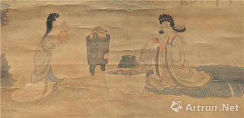 明 陈洪绶《蕉林酌酒图》 局部