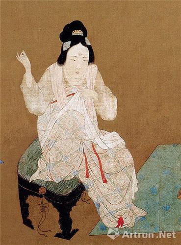 唐 张萱《捣练图》 局部 图中女子着红色翘头鞋