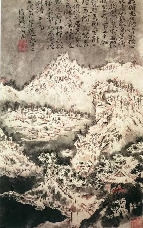 清 石涛《雪景山水图》